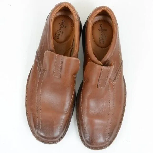 Clarks Men's Escalade Step Loafers Casual Slip On Brown Leather Men's 9.5M