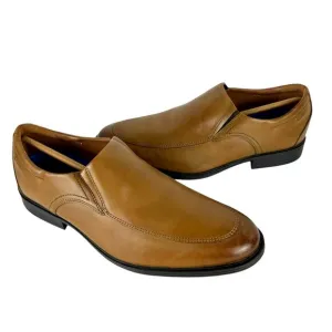 Clarks NWB Whiddon Step WIDE Dark Tan Leather Slip On Round Toe Loafers
