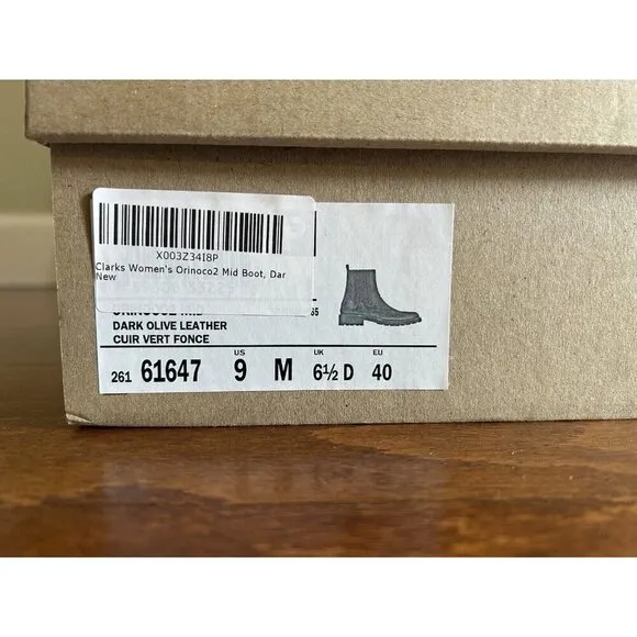 Clarks Orinoco 2 Women's 9 M Leather Boots Womens Dark Olive NEW Pull-On