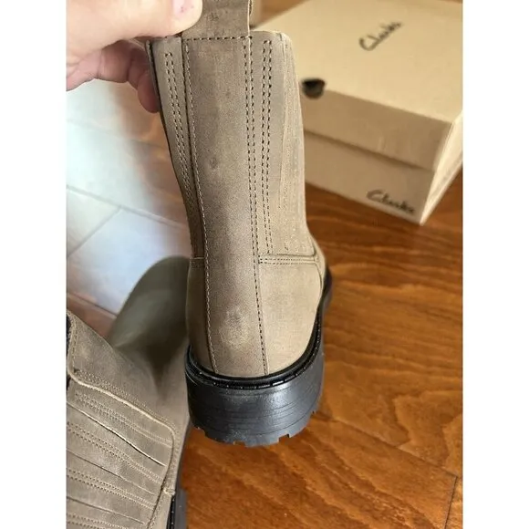 Clarks Orinoco 2 Women's 9 M Leather Boots Womens Dark Olive NEW Pull-On