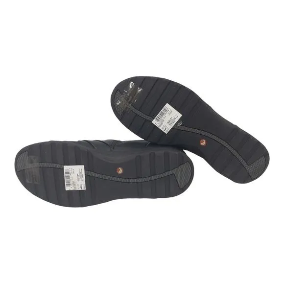 Clarks Un Loop Black Round Toe Loafers Un Adorn Loop Button Leather Slip On 6W