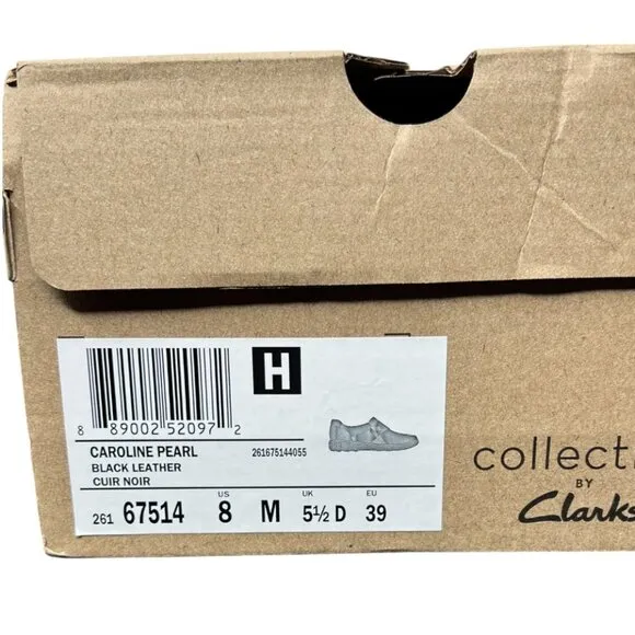 Clarks Women's Caroline Pearl Slip-On Flats Loafer Black Leather Size 8 M
