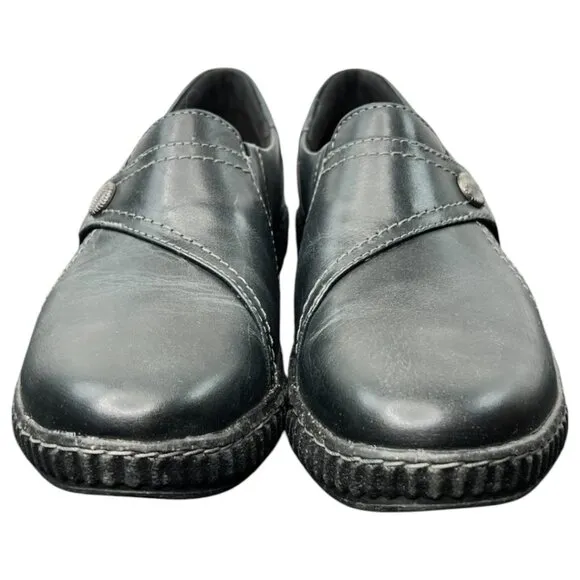 Clarks Women's Caroline Pearl Slip-On Flats Loafer Black Leather Size 8 M
