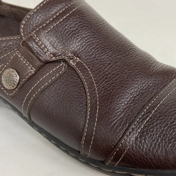 Clarks Womens Cora Poppy Brown Leather Loafers Shoes