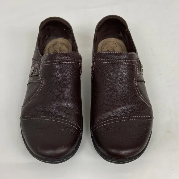 Clarks Womens Cora Poppy Brown Leather Loafers Shoes