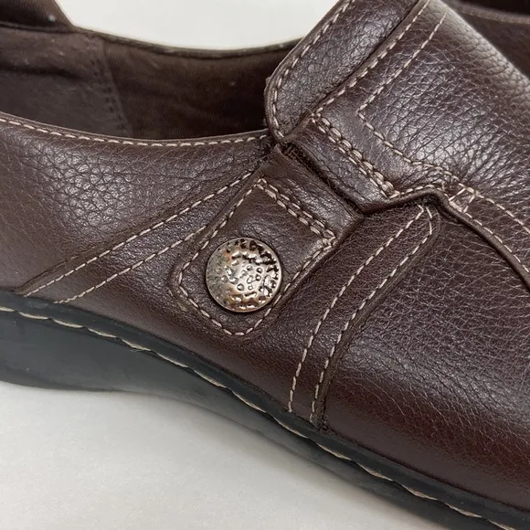 Clarks Womens Cora Poppy Brown Leather Loafers Shoes