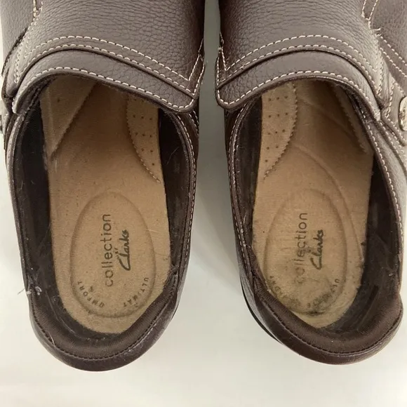 Clarks Womens Cora Poppy Brown Leather Loafers Shoes