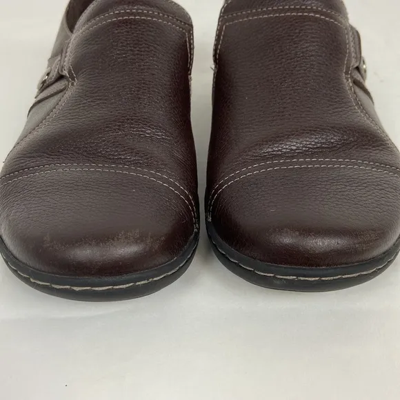 Clarks Womens Cora Poppy Brown Leather Loafers Shoes