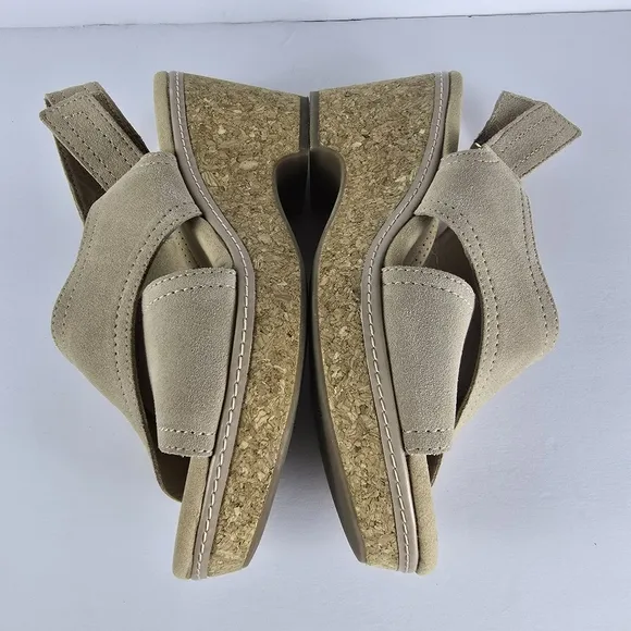 Clarks Women's Giselle Cove Wedge Platform Cork Heel Sandal Slingback Size 9