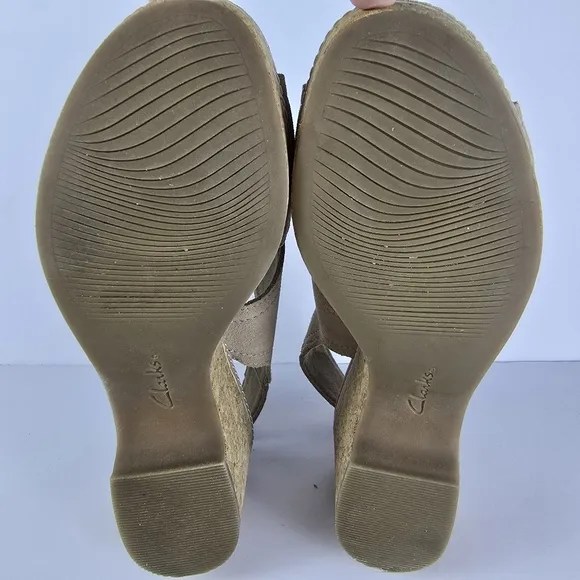 Clarks Women's Giselle Cove Wedge Platform Cork Heel Sandal Slingback Size 9