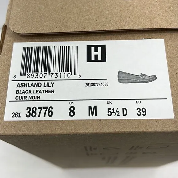 Clarks Ashland Lily Loafers- Black Leather- Size 8 M- NIB