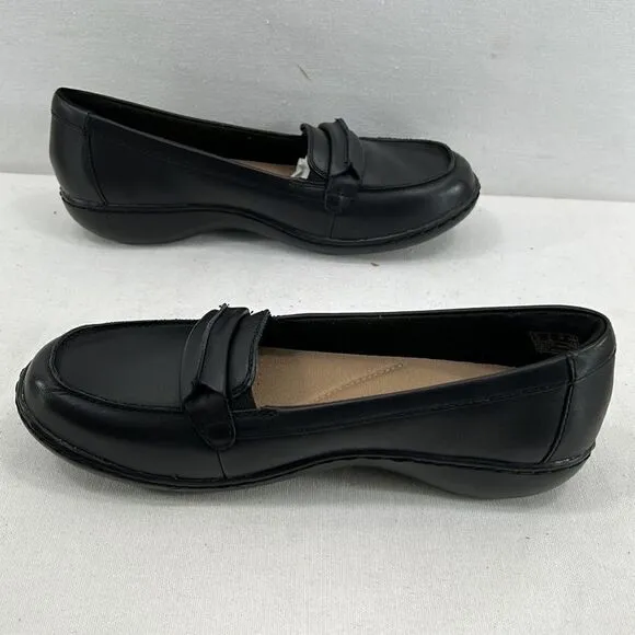 Clarks Ashland Lily Loafers- Black Leather- Size 8 M- NIB