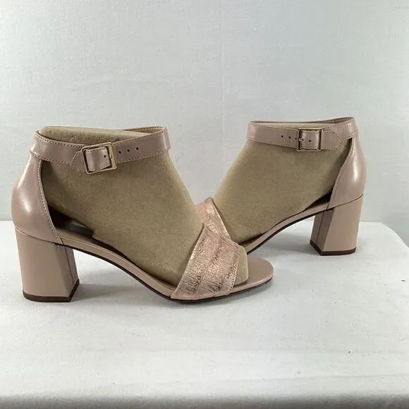 Clarks Jocelynne Cam Heels Dusty Rose Leather size 9 M