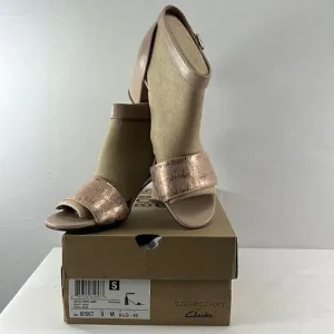 Clarks Jocelynne Cam Heels Dusty Rose Leather size 9 M