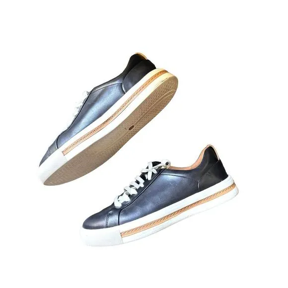CLARKS Un Maui‎ Lace Black Leather Sneakers Sz 6