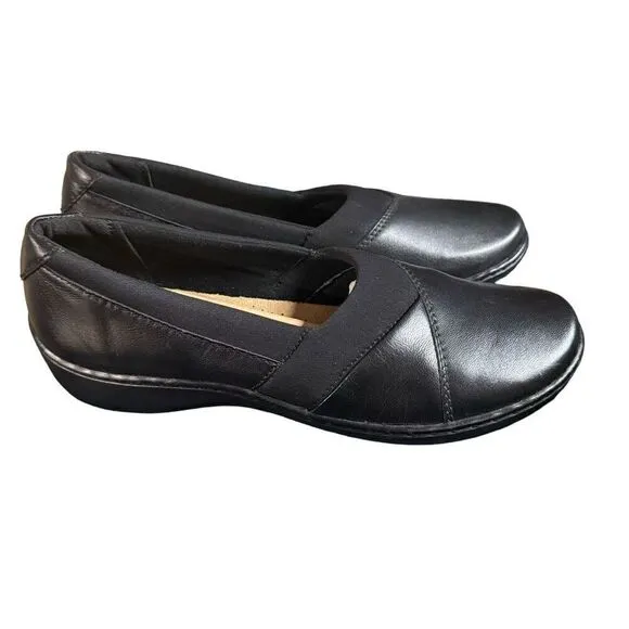 Clarks Women's Cora Charm Slip-On Flats Black Size 9.5M NIB