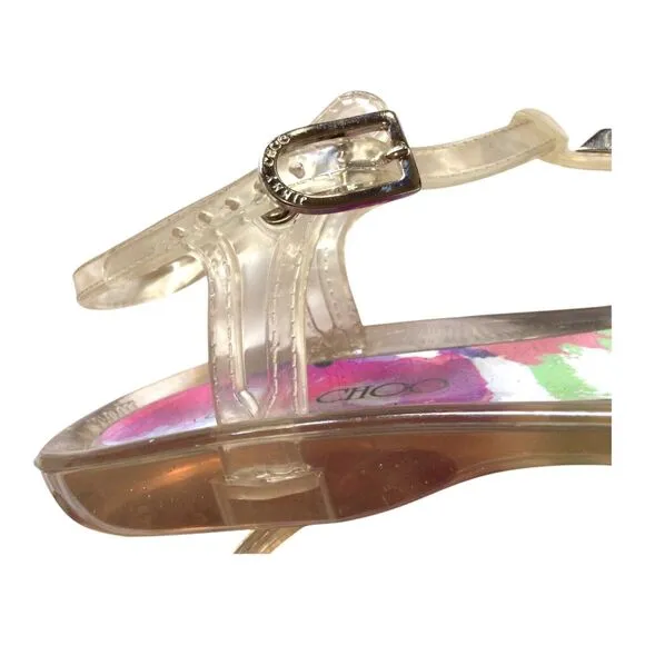 Clear JIMMY CHOO Adjustable Jelly Sandal Sz 35 Sz US 5