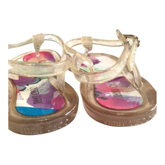 Clear JIMMY CHOO Adjustable Jelly Sandal Sz 35 Sz US 5