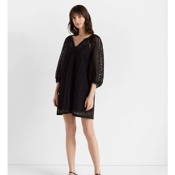 CLUB MONACO V-Neck Eyelet Dress