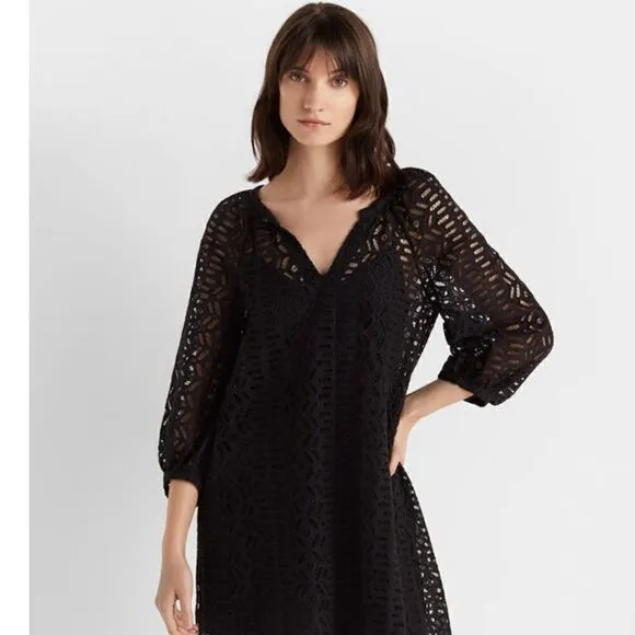 CLUB MONACO V-Neck Eyelet Dress