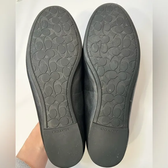 COACH Benni Leather Bow Ballet Flats With Charms in Black FG2941 Size 8.5