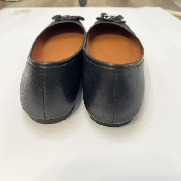 COACH Benni Leather Bow Ballet Flats With Charms in Black FG2941 Size 8.5