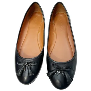 COACH Benni Leather Bow Ballet Flats With Charms in Black FG2941 Size 8.5
