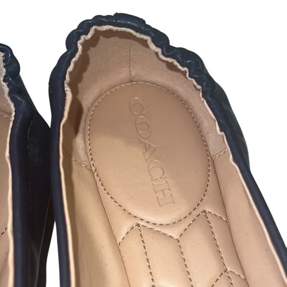 Coach Brandi Navy and Black Leather Slip On Ballet Flats Size 8.5