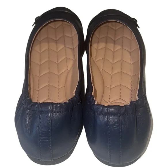 Coach Brandi Navy and Black Leather Slip On Ballet Flats Size 8.5