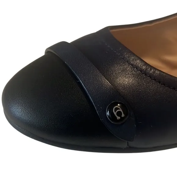 Coach Brandi Navy and Black Leather Slip On Ballet Flats Size 8.5