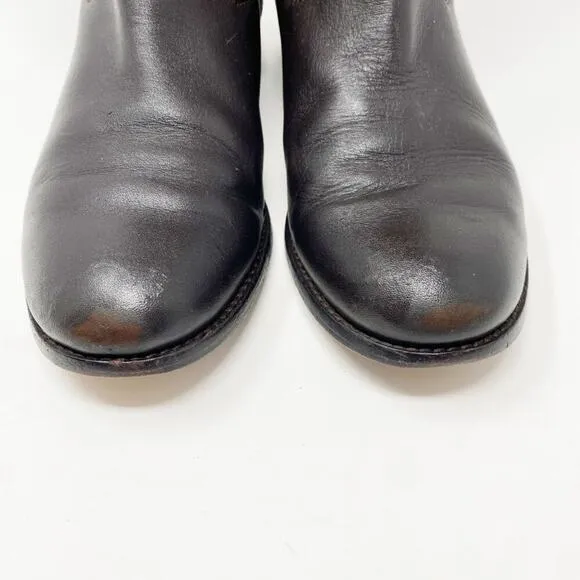 Coach Brown/Tan Chrissi Leather &amp; Logo Print Riding Boots Women's Sz 7.5 Pull On