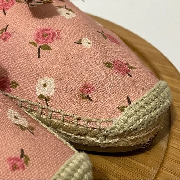 Coach Carson Canvas Espadrille Women’s Pink Floral Bow Flats Size 11