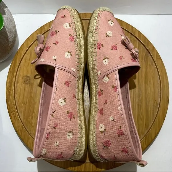 Coach Carson Canvas Espadrille Women’s Pink Floral Bow Flats Size 11