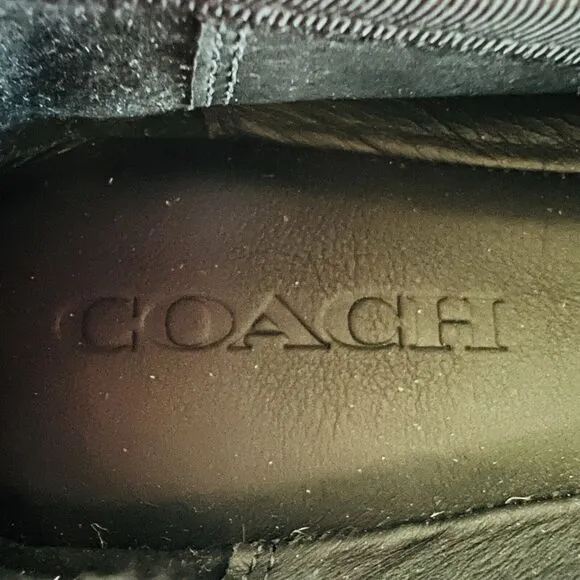 COACH Flatiron Black White Leather Snake Animal Print Ballerina Flats - US 10