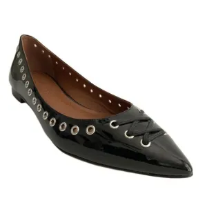 Coach Flats 6M Black All Leather Point-toe Lace-up Front Breathable Grommet
