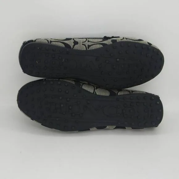 Coach Frida Signature Logo Womens Pre-owned Slip-on Black/White Flats - sz. 6B