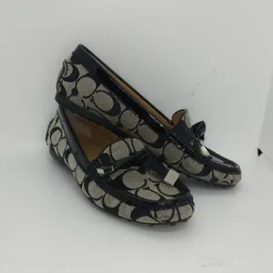 Coach Frida Signature Logo Womens Pre-owned Slip-on Black/White Flats - sz. 6B
