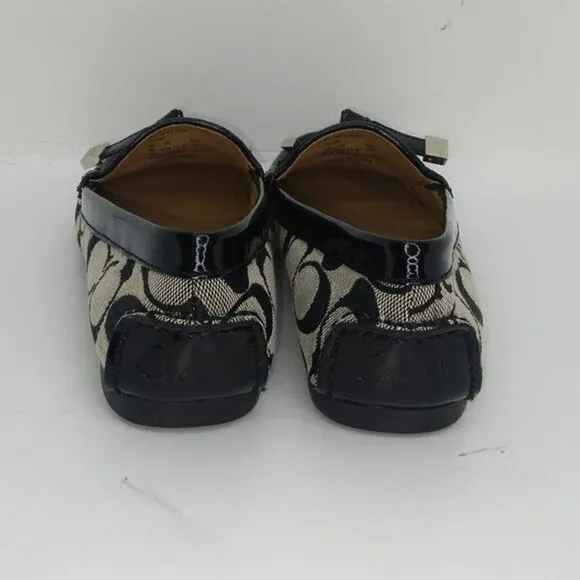 Coach Frida Signature Logo Womens Pre-owned Slip-on Black/White Flats - sz. 6B