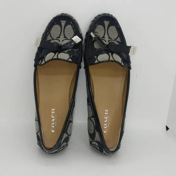 Coach Frida Signature Logo Womens Pre-owned Slip-on Black/White Flats - sz. 6B