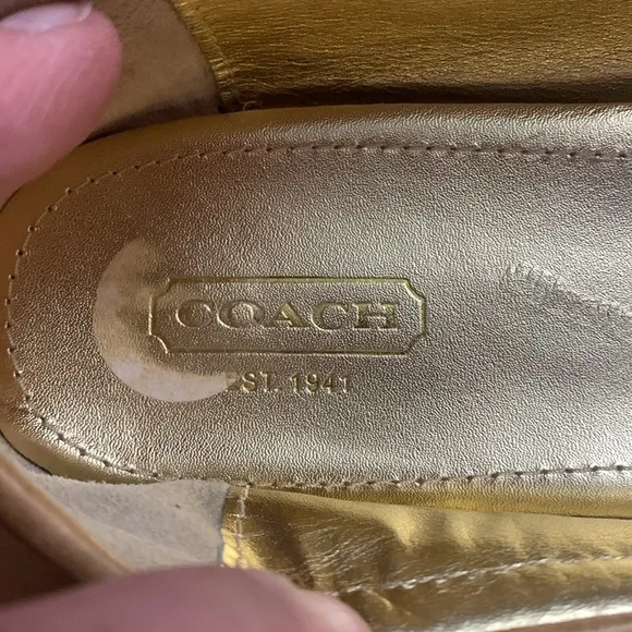 Coach Honor Calf Tan Slip on Leather Ballet Flats Women's Size 9.5 Drivers Q530