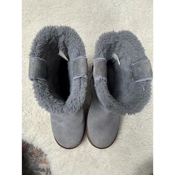 Coach Ivy C1235 Gray Suede Pull On Women's Size 5B Boots Fur Sheepskin Bootie