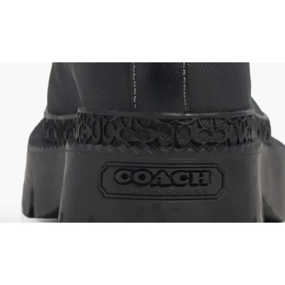 Coach Jayla Chelsea Leather Ankle Lug Boots | Womens 9, Black NEW