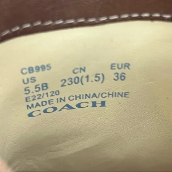 Coach Lacey Brown Leather Buckle‎ Platform Boots Zipper Women US 5.5B 5.5 *FLAW