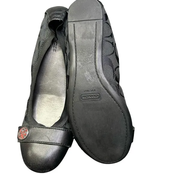 COACH LOGO women’s CHELSEYSlip On Black Signature C Ballet Flats shoes size 6.5
