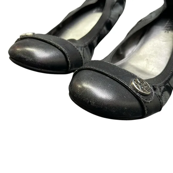 COACH LOGO women’s CHELSEYSlip On Black Signature C Ballet Flats shoes size 6.5