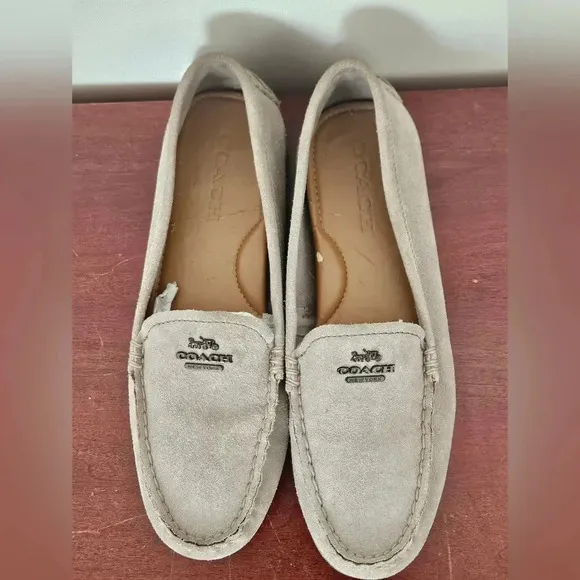 Coach Mary Lock Up Gray Suede Loafers Size 8B