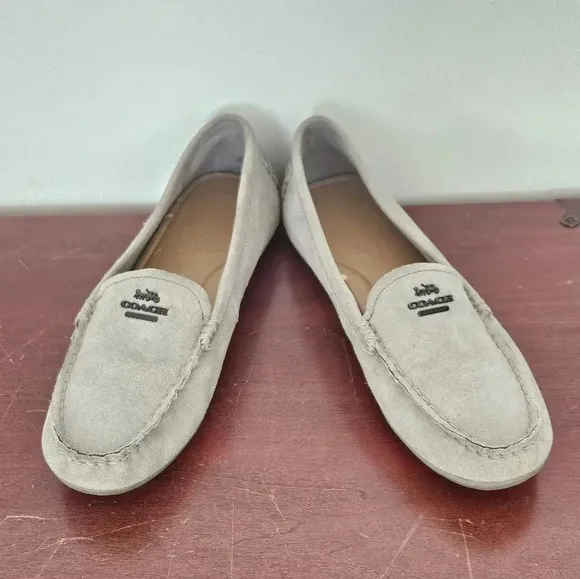 Coach Mary Lock Up Gray Suede Loafers Size 8B