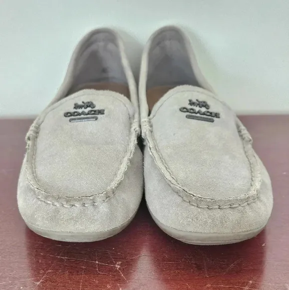 Coach Mary Lock Up Gray Suede Loafers Size 8B