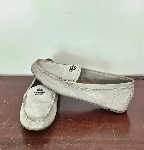 Coach Mary Lock Up Gray Suede Loafers Size 8B