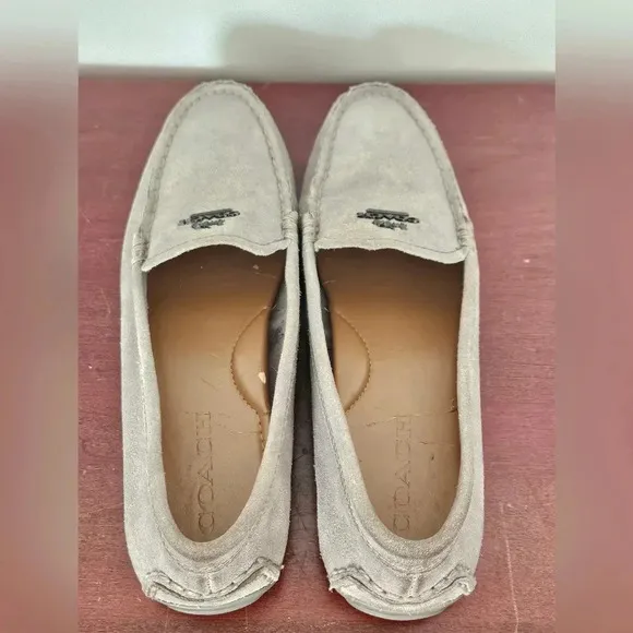 Coach Mary Lock Up Gray Suede Loafers Size 8B